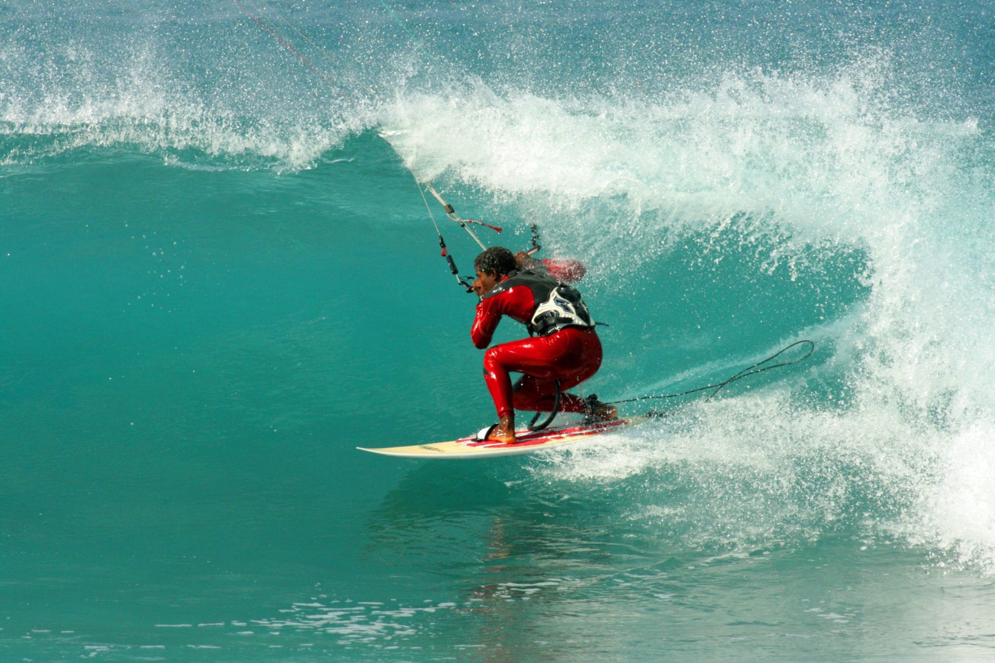 Mitu’s early years on the F-ONE team, dropping in on Sal, Cabo Verde. Photo Courtesy F-One